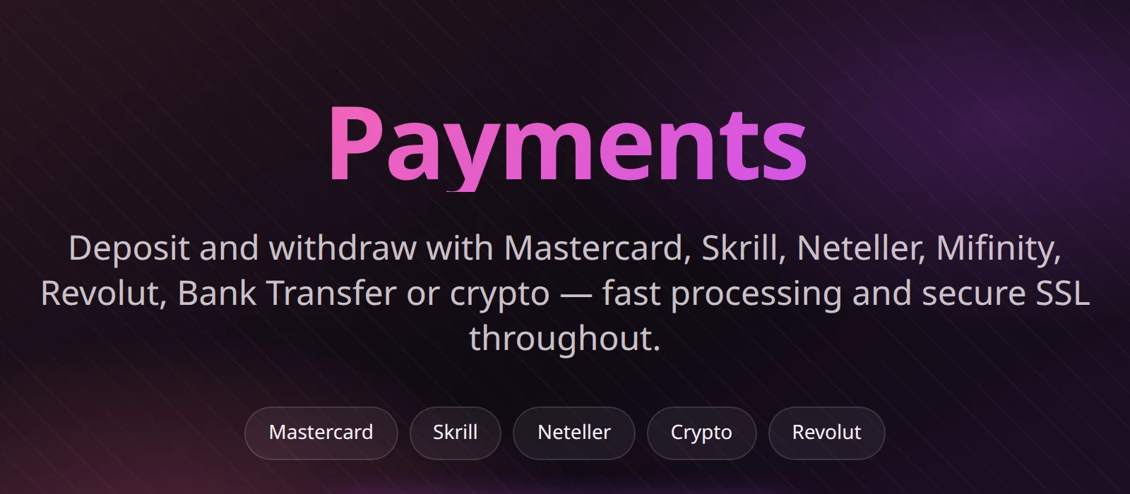 Magius Casino payment methods overview