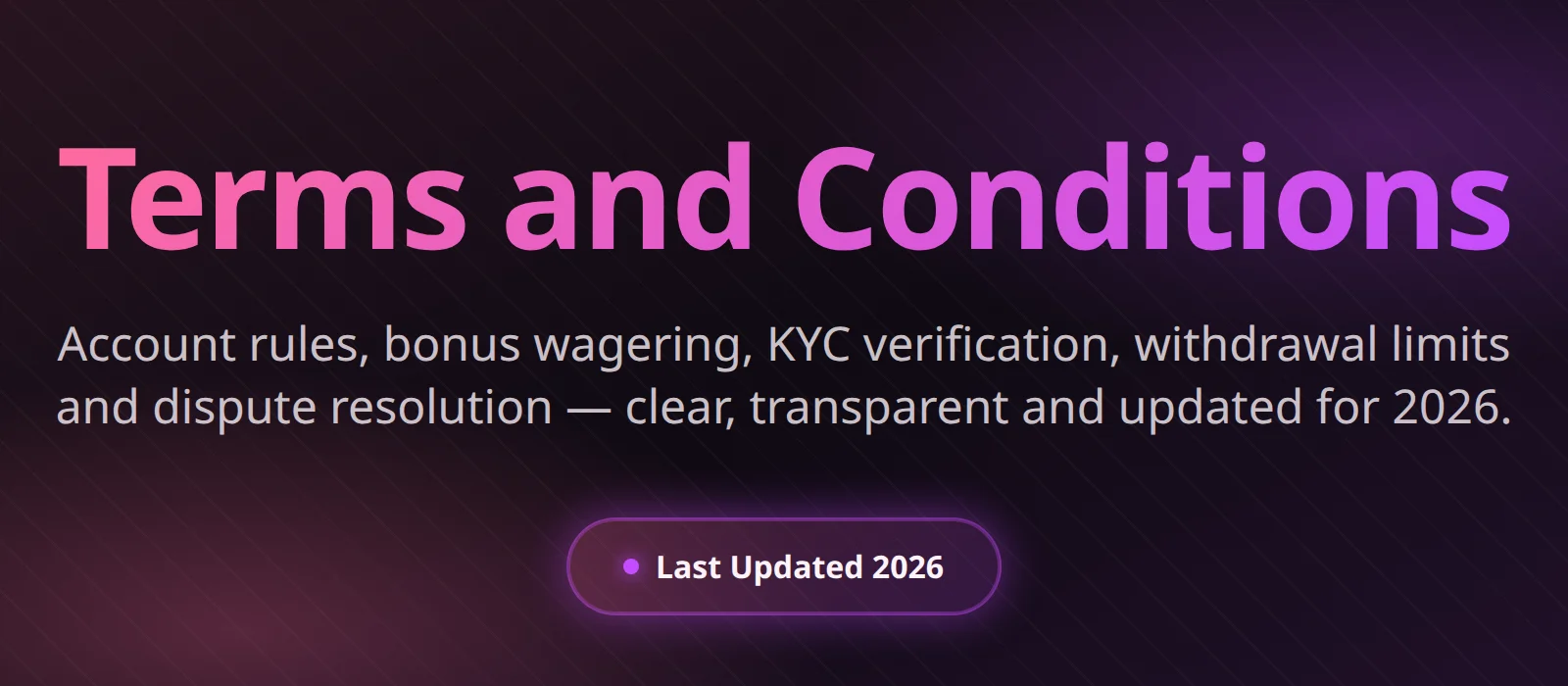 Magius Casino Terms and Conditions overview